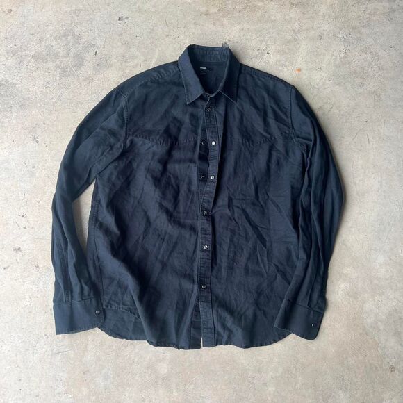 Diesel Industries Pearl Snap Black Button up Western Mens size XL - Picture 1 of 3